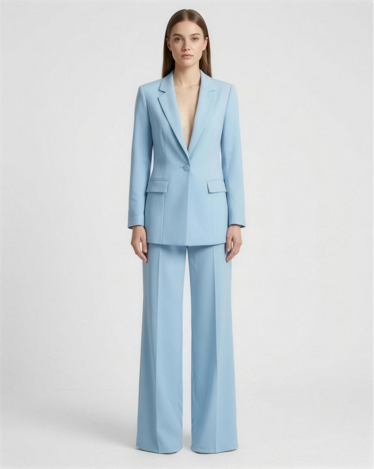Tailleur Femme Palazzo – Blazer Cintré & Pantalon Large Fluide | Élégance Bureau & Invitée de Mariage