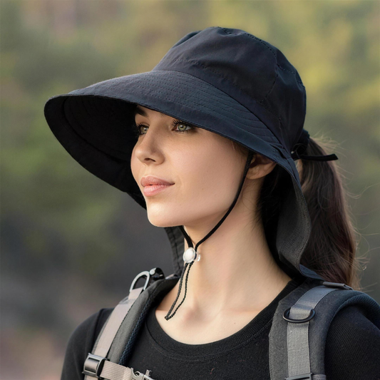 Chapeau de Soleil Femme Anti-UV – Bob à Large Bord & Protection Nuque, Pêche & Randonnée