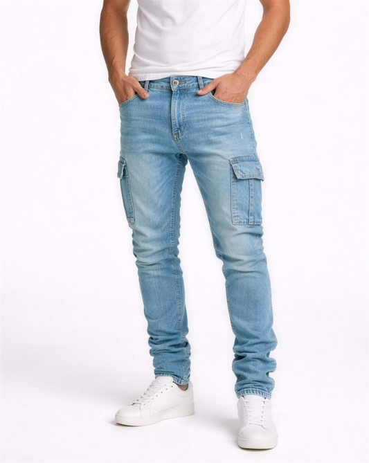 Jean cargo slim homme avec poches latérales