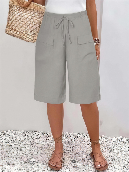 Short Lin Femme Taille Élastique – Coupe Confort & Légèreté | Style Décontracté Été