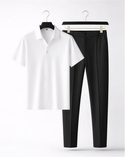 Ensemble homme chemise manches courtes et pantalon coupe ajustée