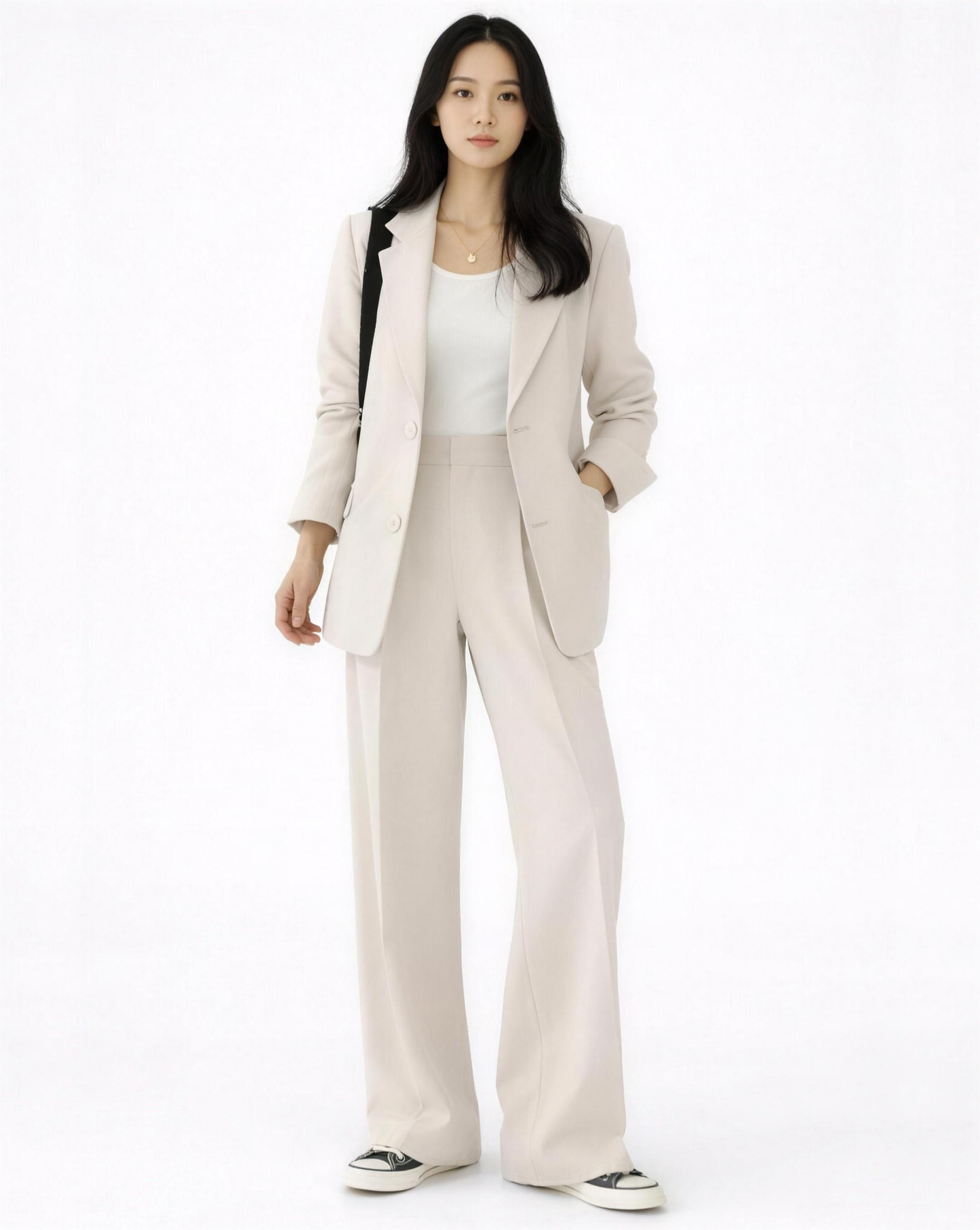 Ensemble Tailleur Femme Blazer Structuré & Pantalon Fluide – Bureau Chic | Invitée de Mariage & Élégance