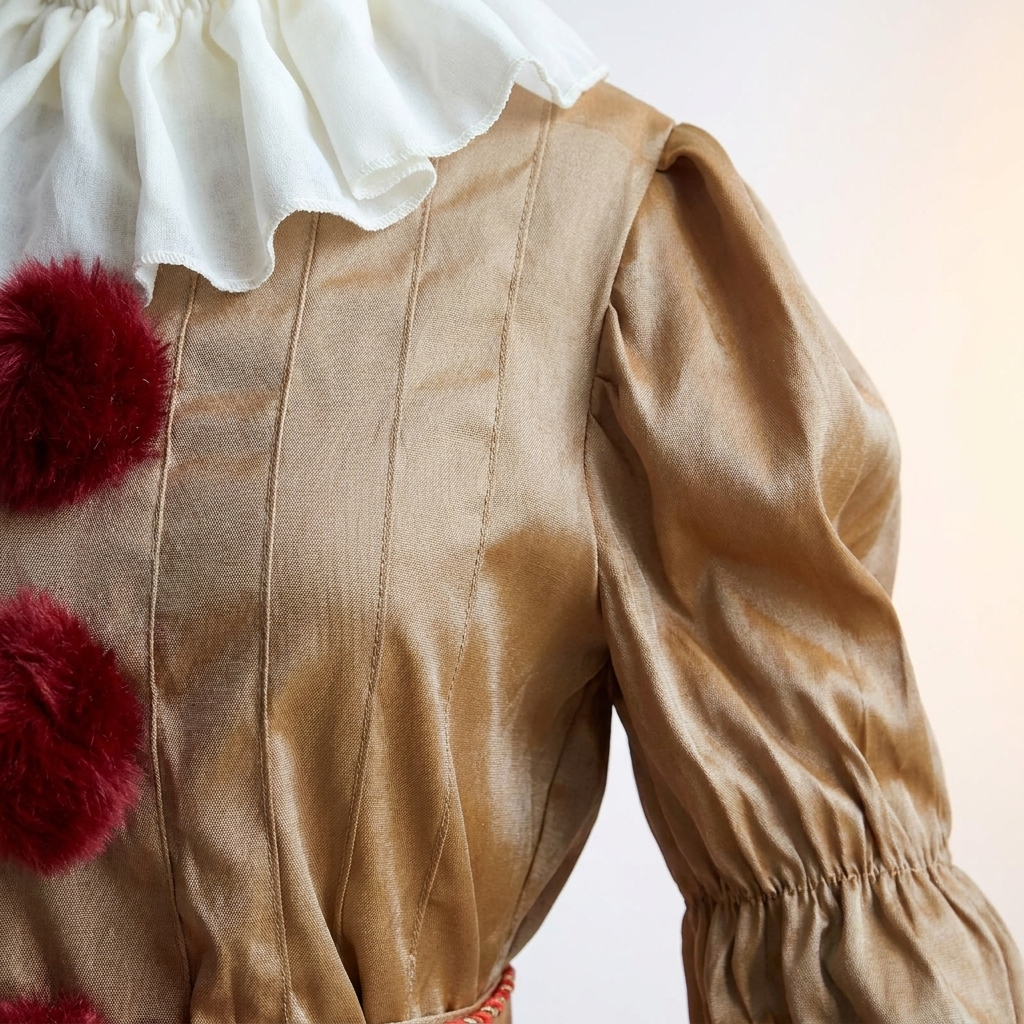 Costume clown - détail col volants et pompons