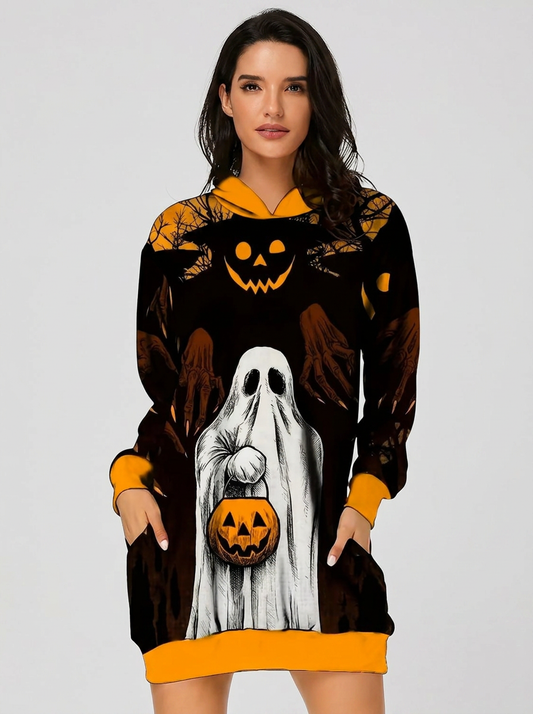 Robe à capuche Halloween fantômes et citrouilles - photo studio