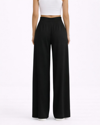 Pantalon palazzo femme, vue arrière de la coupe fluide