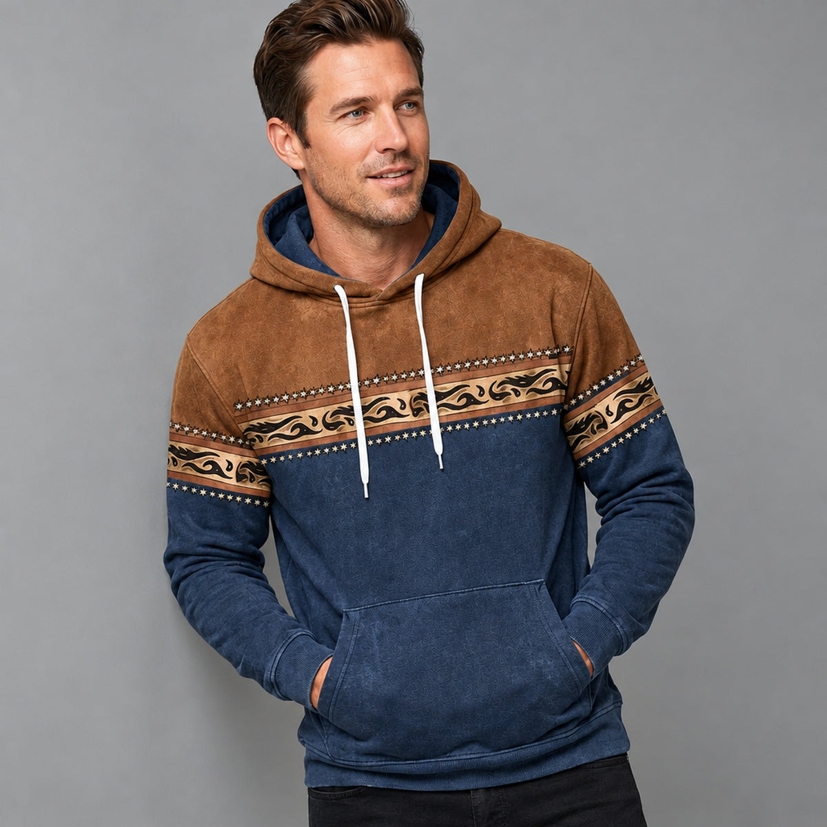 Hoodie à motif ethnique, vue latérale