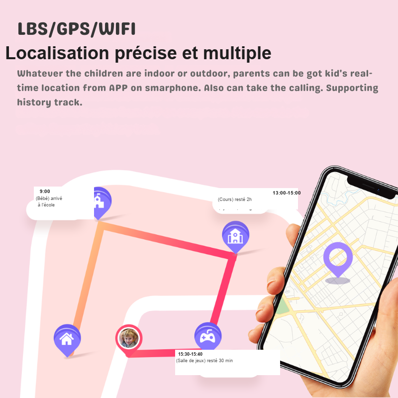 Montre connectee GPS enfant KidsSafe - fonctions SOS, GPS et appels 4G