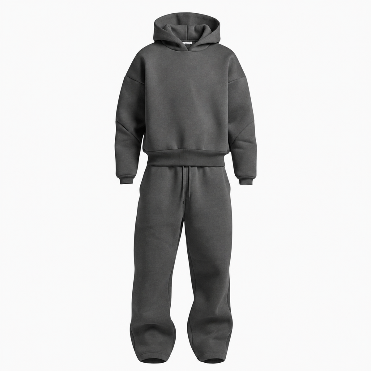 Ensemble streetwear homme oversize gris, sweat à capuche et pantalon jogging assorti