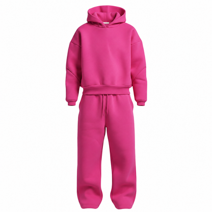 Ensemble streetwear homme oversize rose fuchsia, sweat à capuche et jogging coton