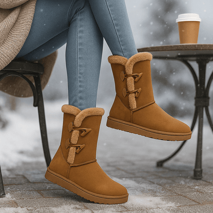 bottes hautes femme doublées, détail des boucles latérales