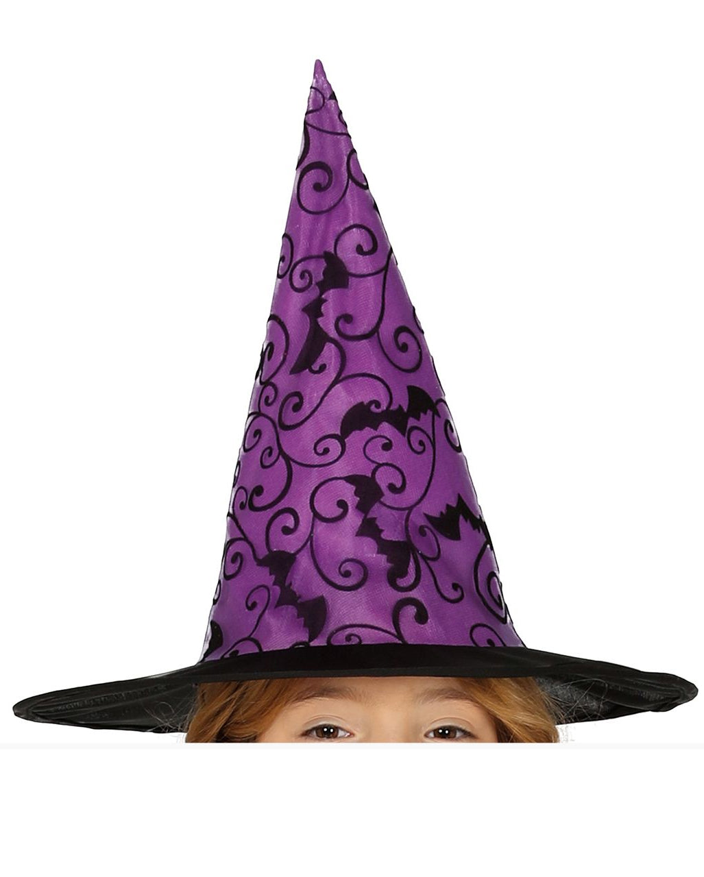 Costume enfant petite sorcière violette, détail du chapeau pointu