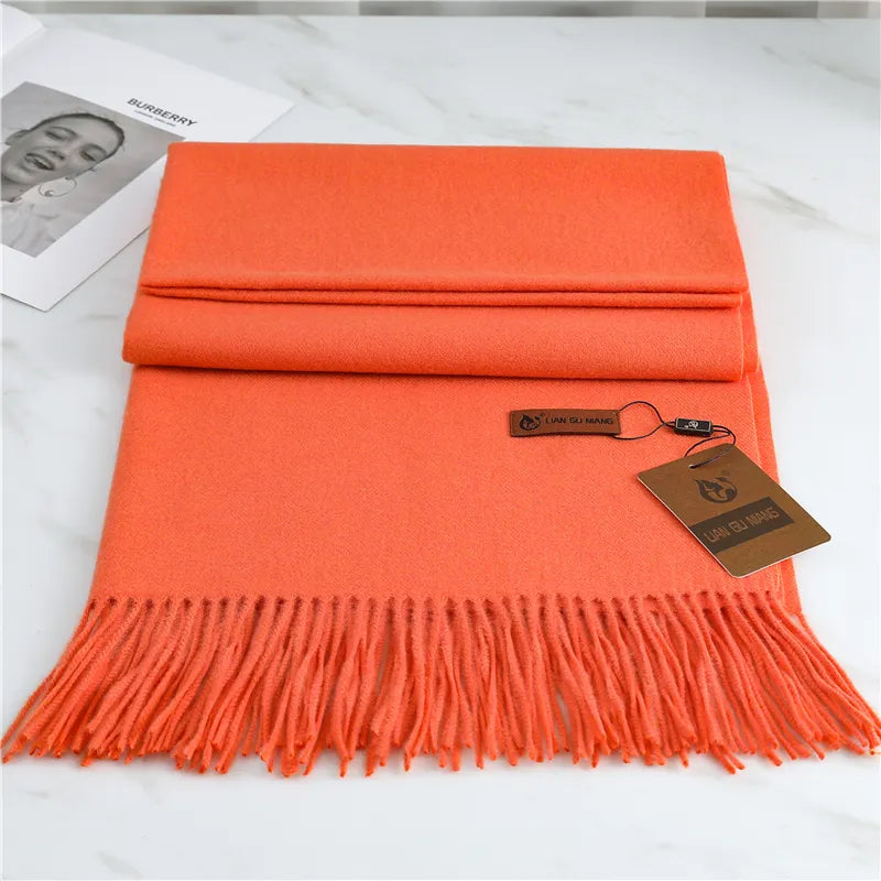Écharpe aspect cachemire coloris orange