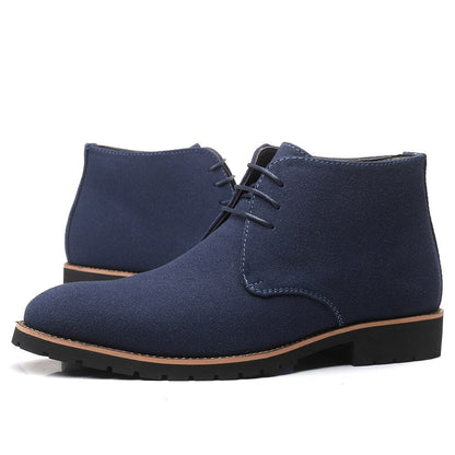 Chaussures homme à enfiler bleues, vue de profil
