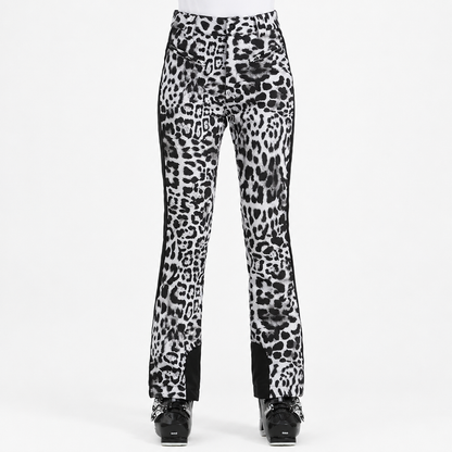 Pantalon de ski femme slim imperméable léopard - vue face