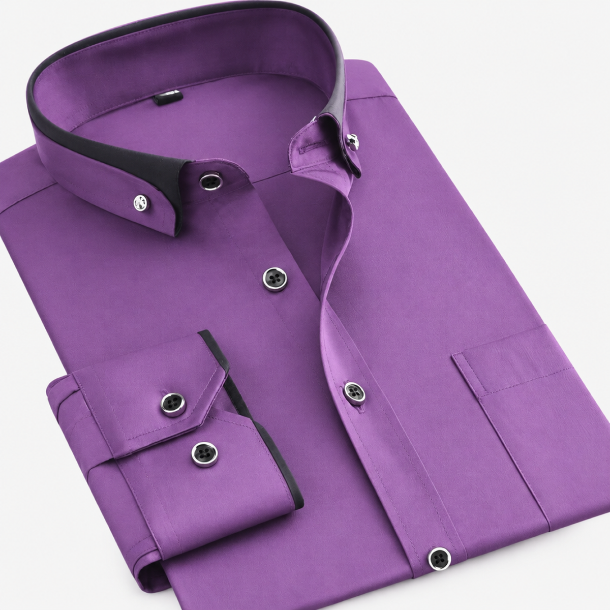 Chemise homme coton manches longues coupe ajustée, coloris lilas