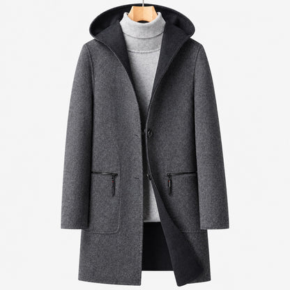manteau long femme gris capuche, vue devant