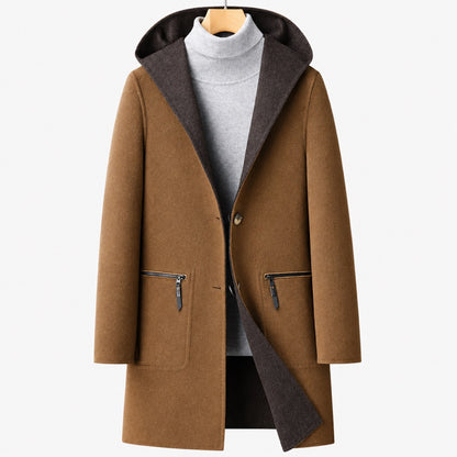 manteau long femme marron capuche, vue devant