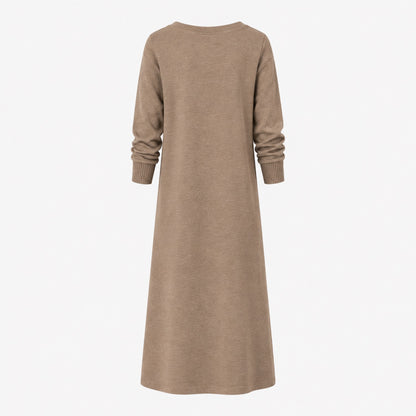 robe femme col v marron, vue de dos
