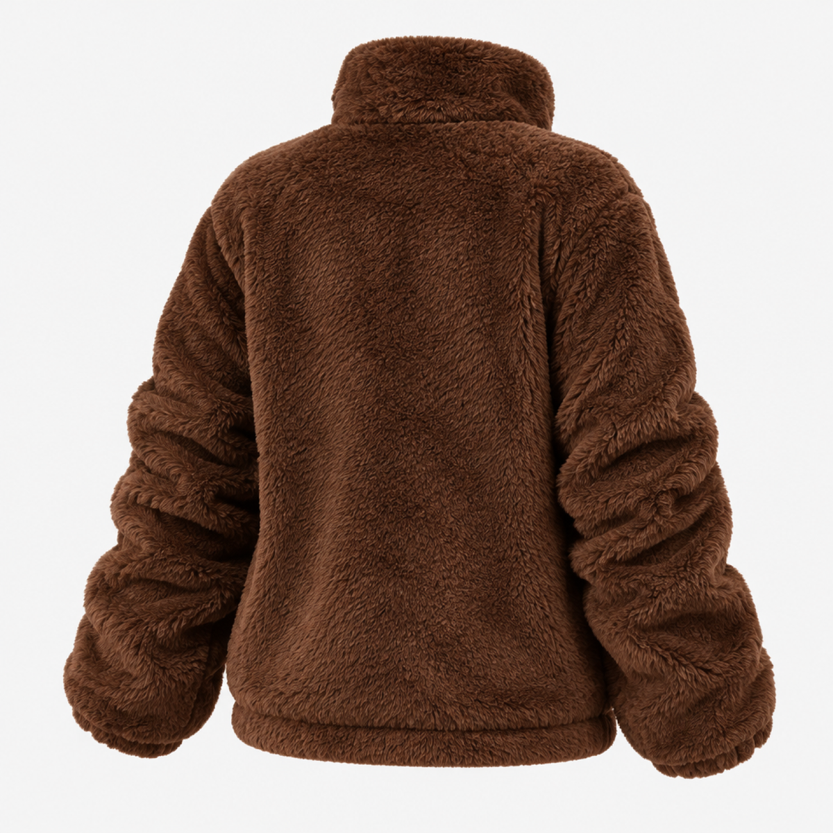 Veste oversize femme fausse fourrure marron, vue de dos