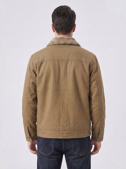 Veste de travail homme marron clair avec doublure polaire, vue de dos