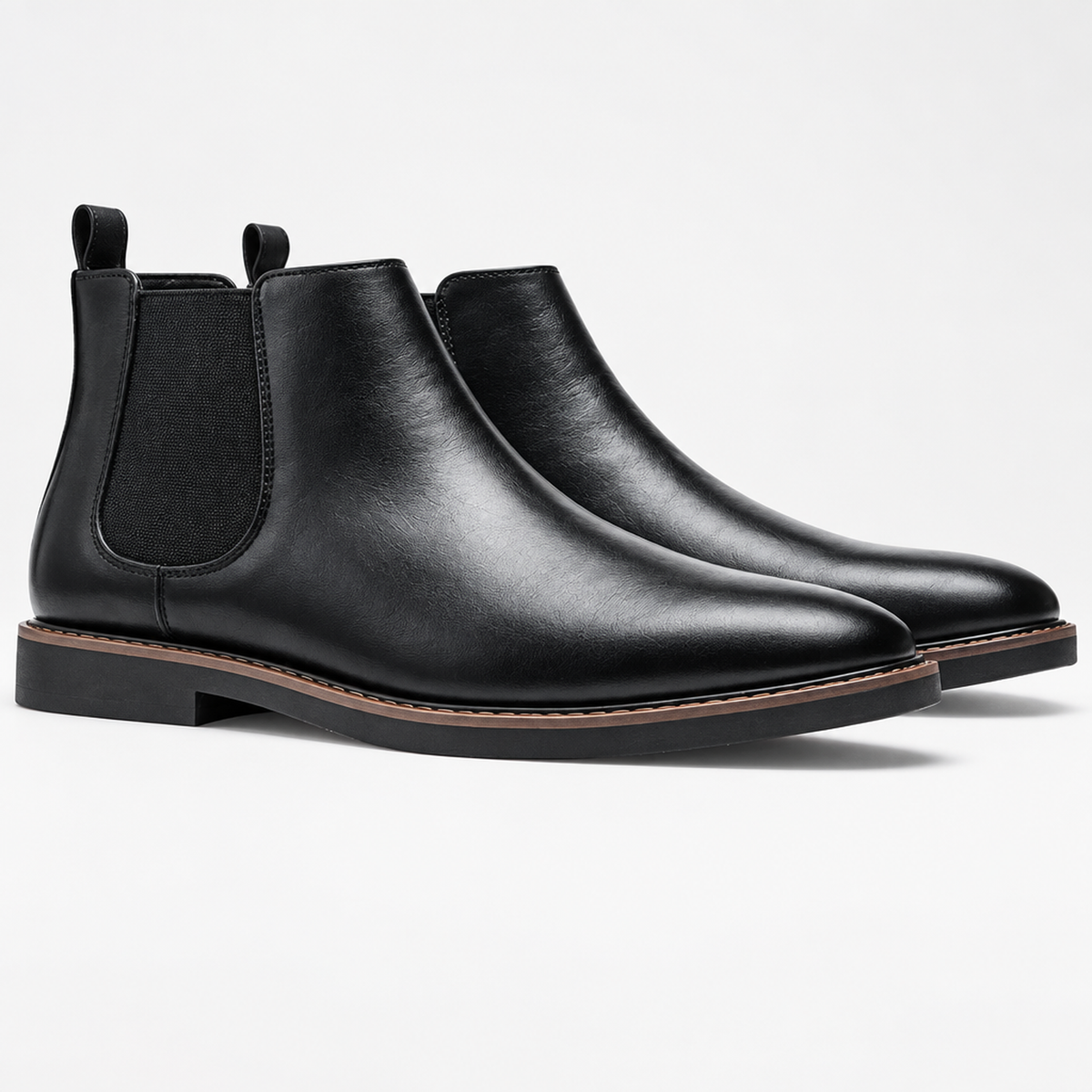 Bottines chelsea homme noires, vue studio