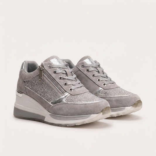 Baskets orthopédiques compensées femme - Gris