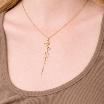 Collier Prénom & Fleur de Naissance