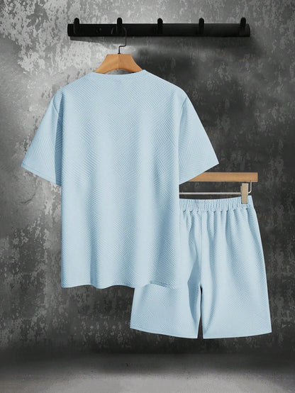 Ensemble Deux Pièces Homme – Chemise Manches Courtes & Short à Cordon, Style Estival