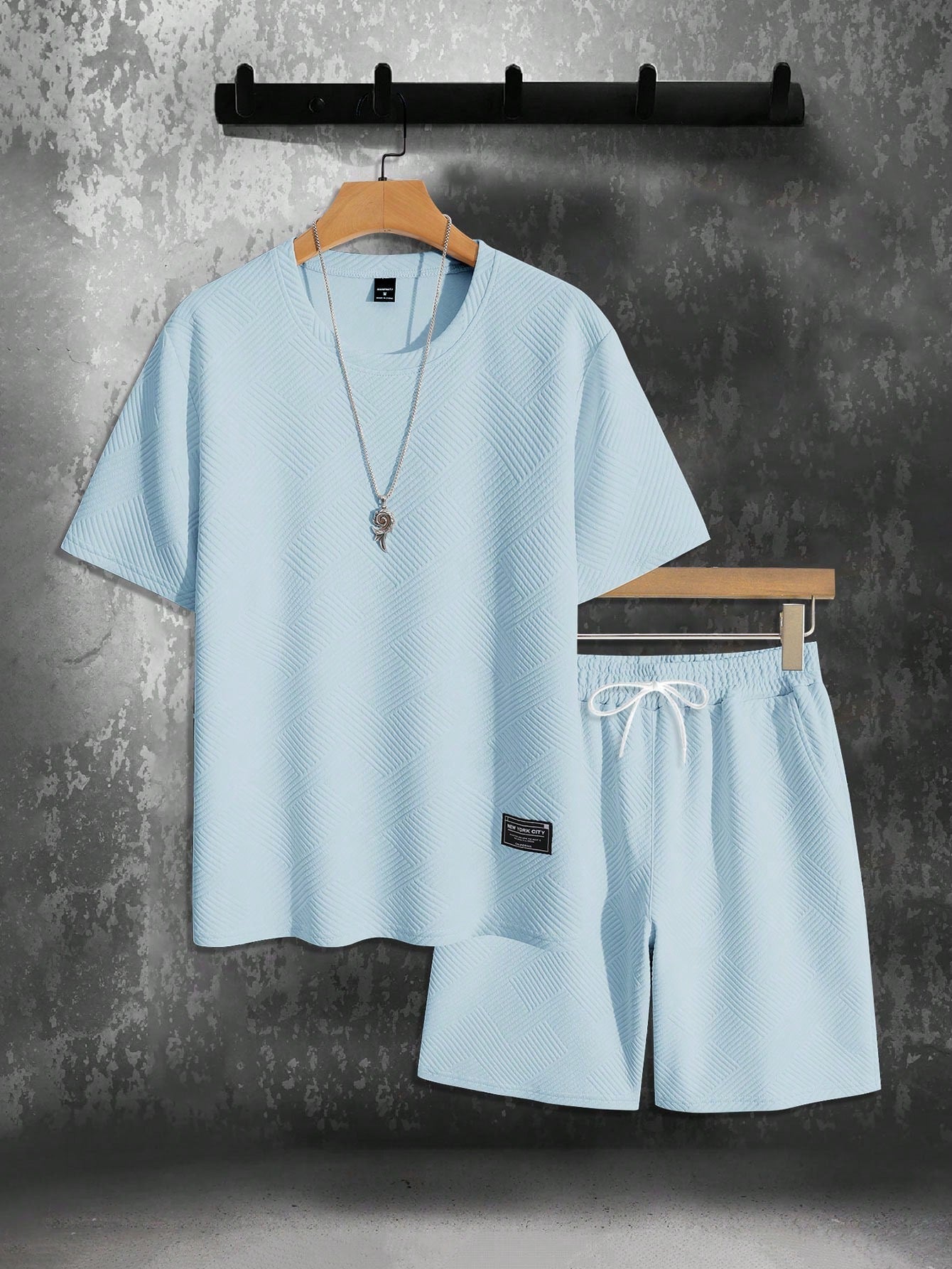 Ensemble Deux Pièces Homme – Chemise Manches Courtes & Short à Cordon, Style Estival