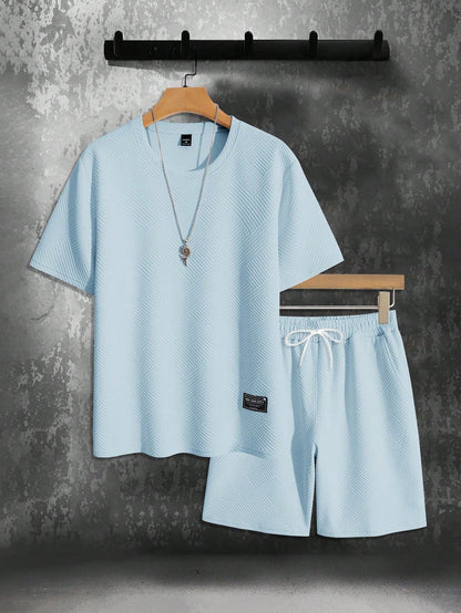 Ensemble Deux Pièces Homme – Chemise Manches Courtes & Short à Cordon, Style Estival
