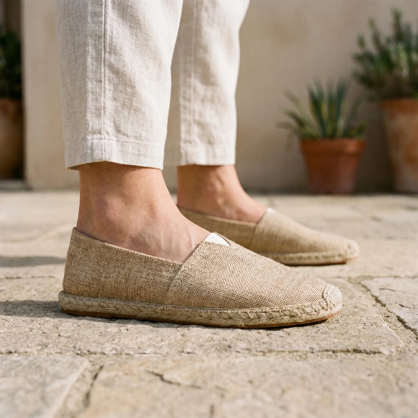 Espadrilles Unisex Lin - Blanc