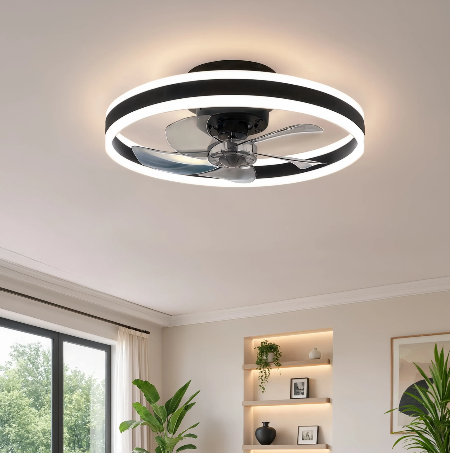 Plafonnier LED Intelligent avec Ventilateur 50 cm