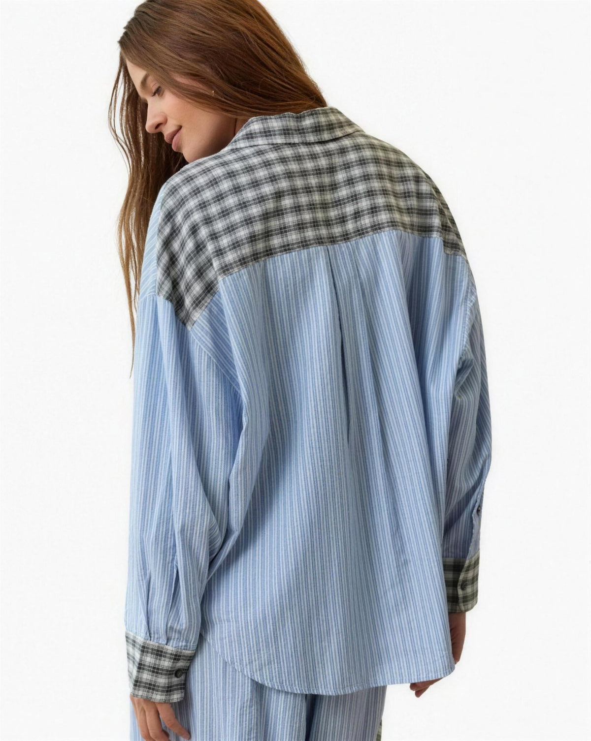 Pyjama Femme Confortable – Coupe Ample à Carreaux, coloris Bleu