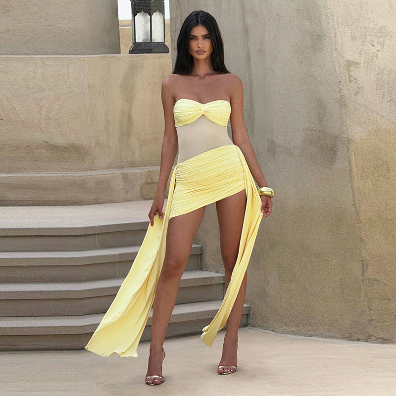 Robe Longue Bustier - Jaune