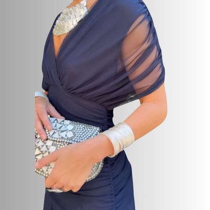 Robe Longue Épaules Dénudées - Bleu foncé