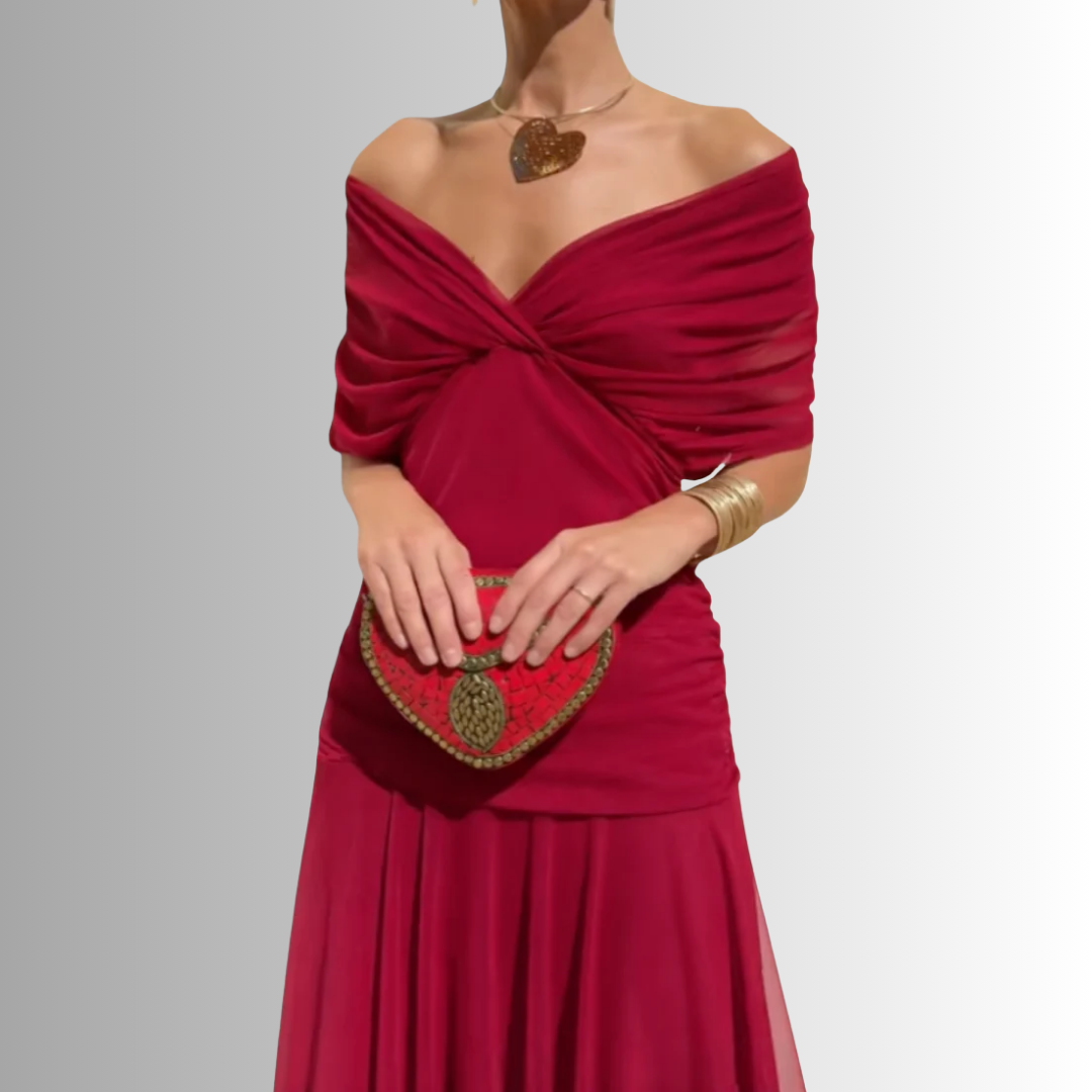 Robe Longue Épaules Dénudées - Rouge
