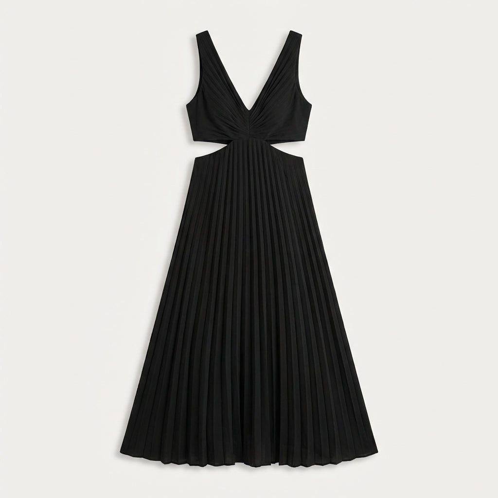 Robe longue plissée à découpes femme - vue 7