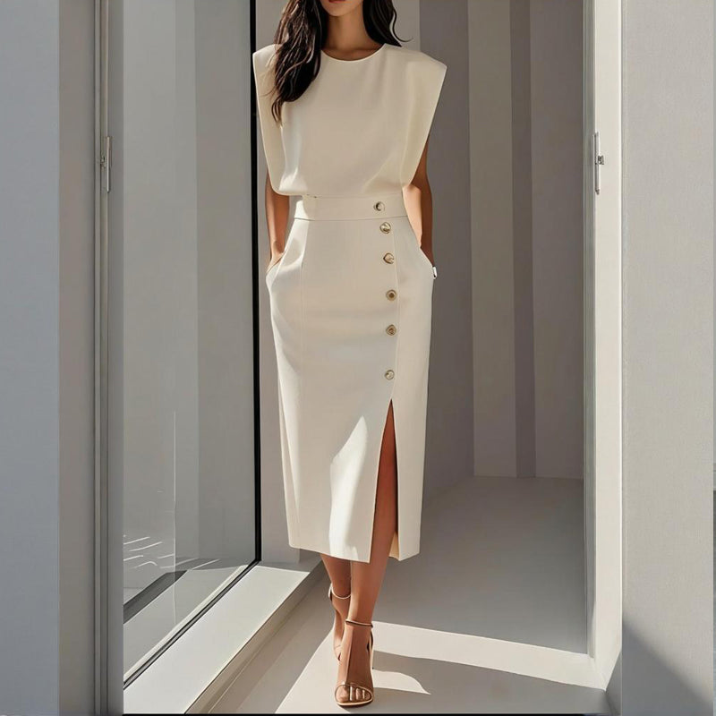 Robe Midi Élégante - Blanc