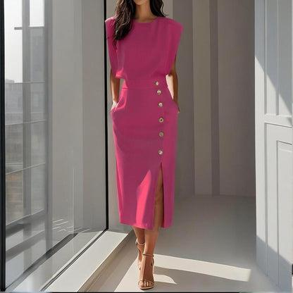 Robe Midi Élégante - Rose