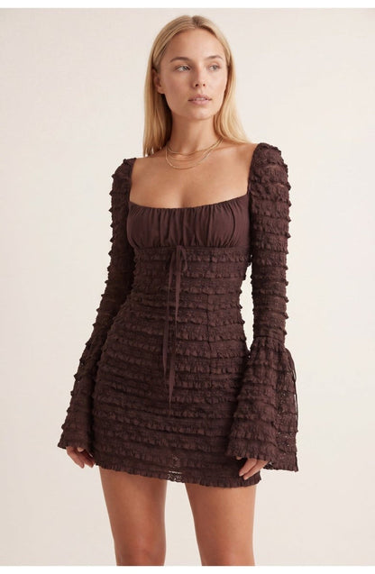 Robe Mini Moulante Femme – Manches Longues & Coupe Ajustée, Élégance Soirée