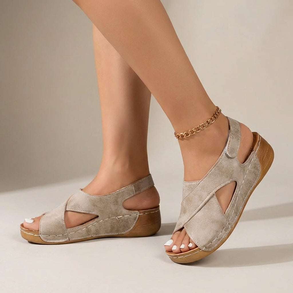 Sandales orthopédiques compensées pour femme - Noir