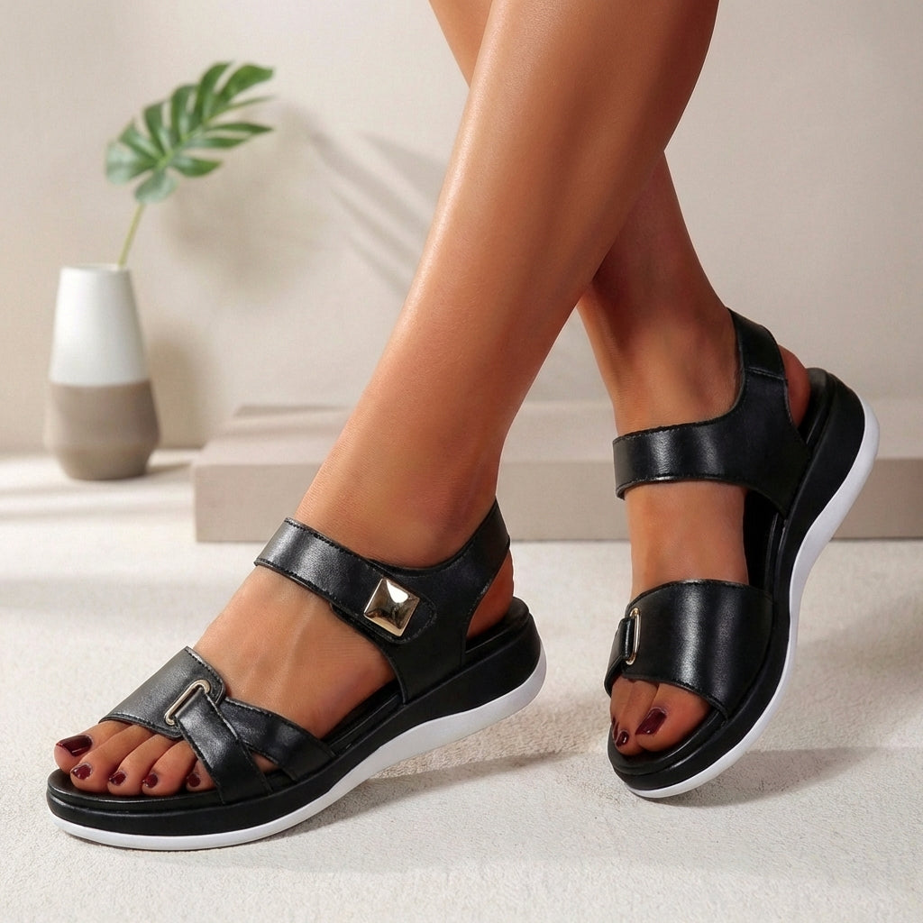 Sandales plateforme confort pour femme - Noir