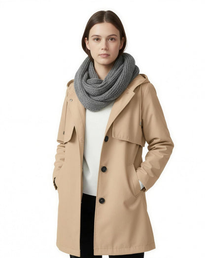 Trench Coat Long Femme, coloris Beige