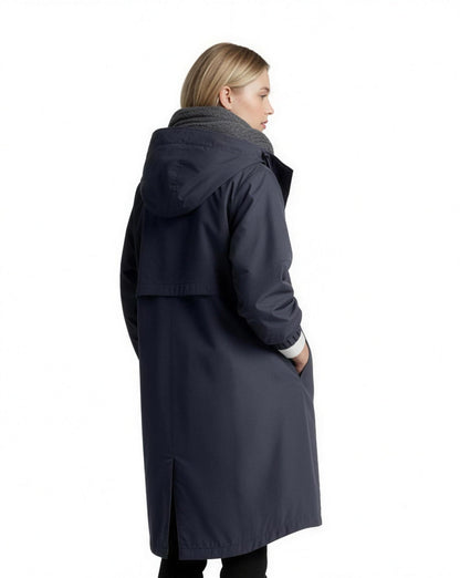 Trench Coat Long Femme, coloris Bleu marine