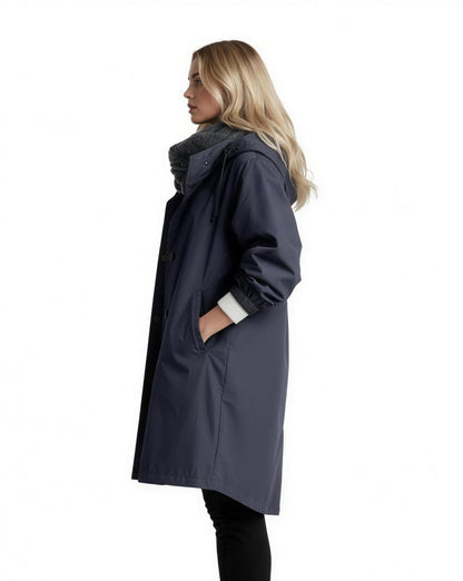 Trench Coat Long Femme, coloris Bleu marine