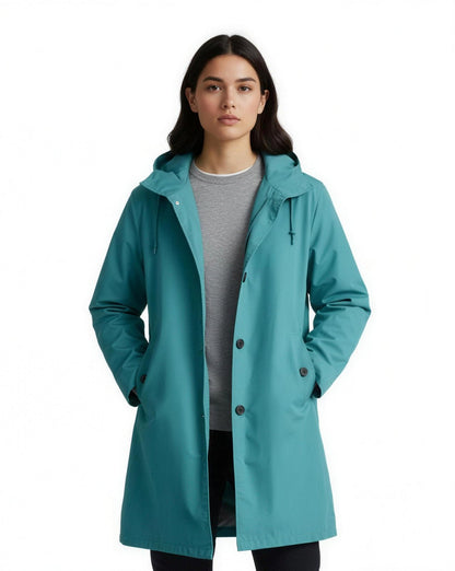 Trench Coat Long Femme, coloris Bleu ocean