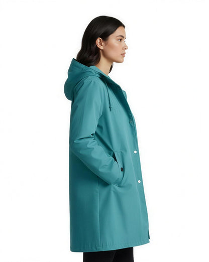 Trench Coat Long Femme, coloris Bleu ocean