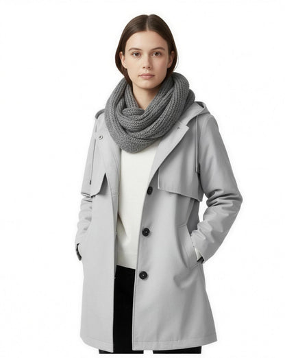 Trench Coat Long Femme, coloris Gris