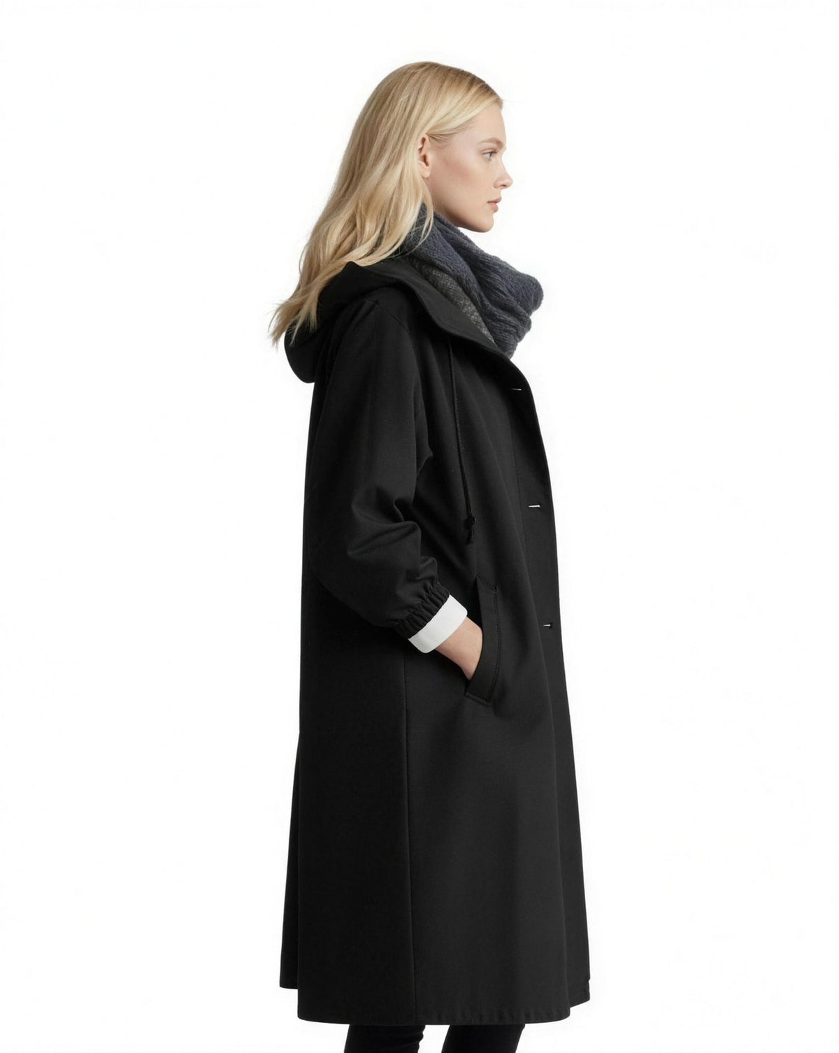 Trench Coat Long Femme, coloris Noir
