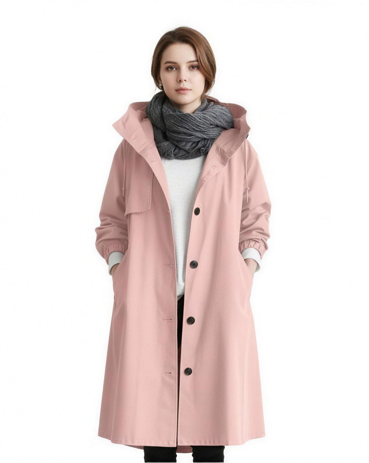 Trench Coat Long Femme, coloris Rose